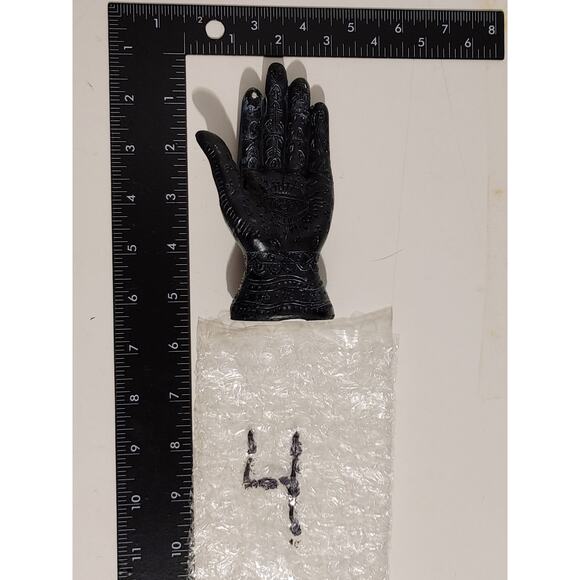 Evil Eye Hamsa Hand Fatima God Palmistry Decorative Statue Halloween Decor Black - Picture 3 of 3